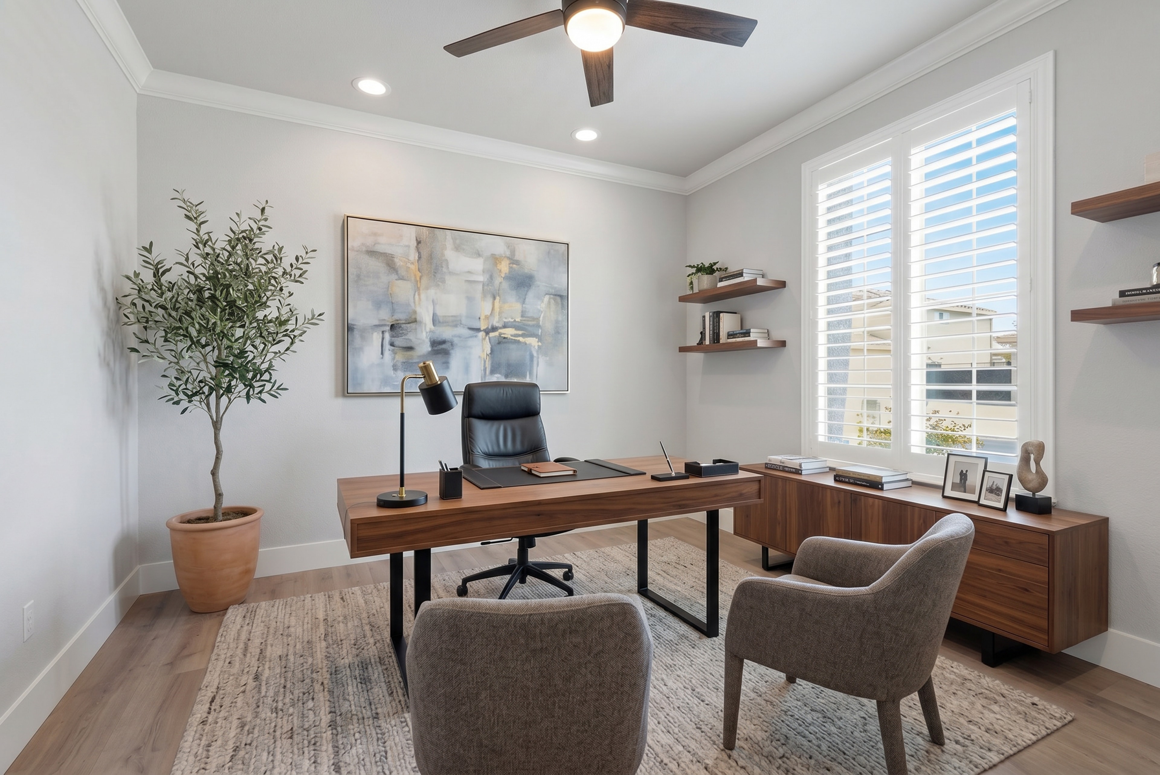 Versatile room staged as a home office